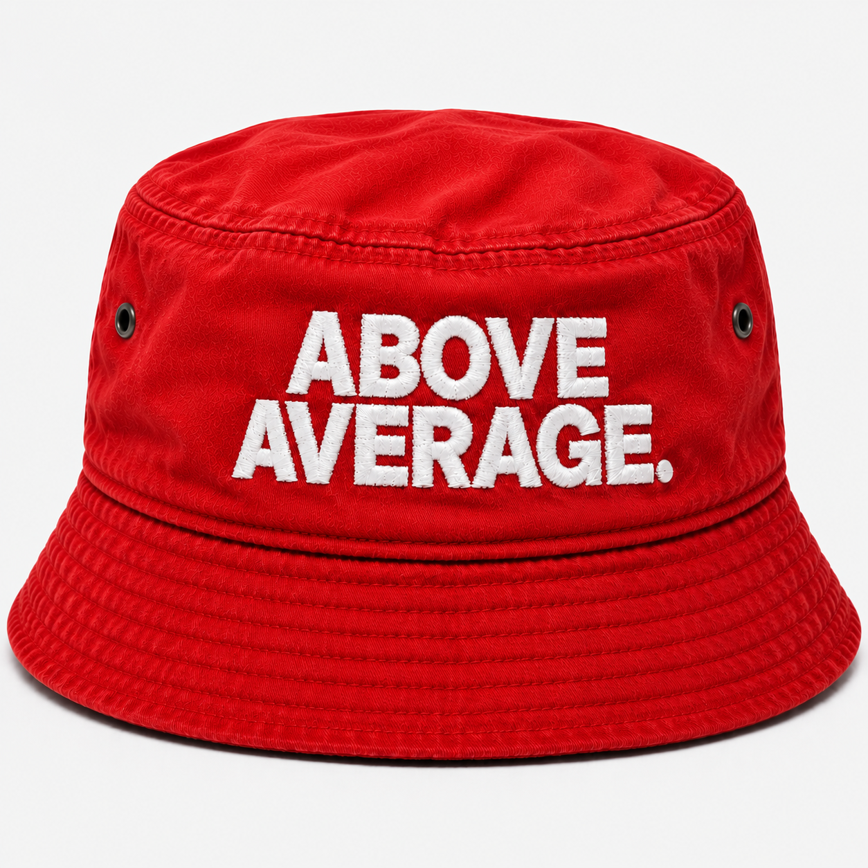 ABOVE AVERAGE BUCKET HAT [RED / WHITE LETTERING]