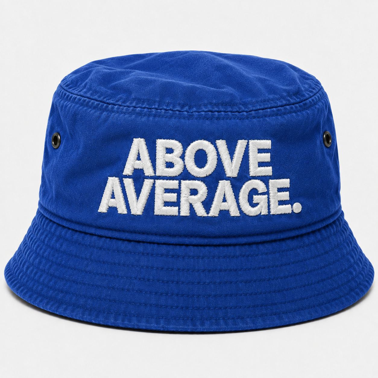 ABOVE AVERAGE BUCKET HAT [BLUE / WHITE LETTERING]
