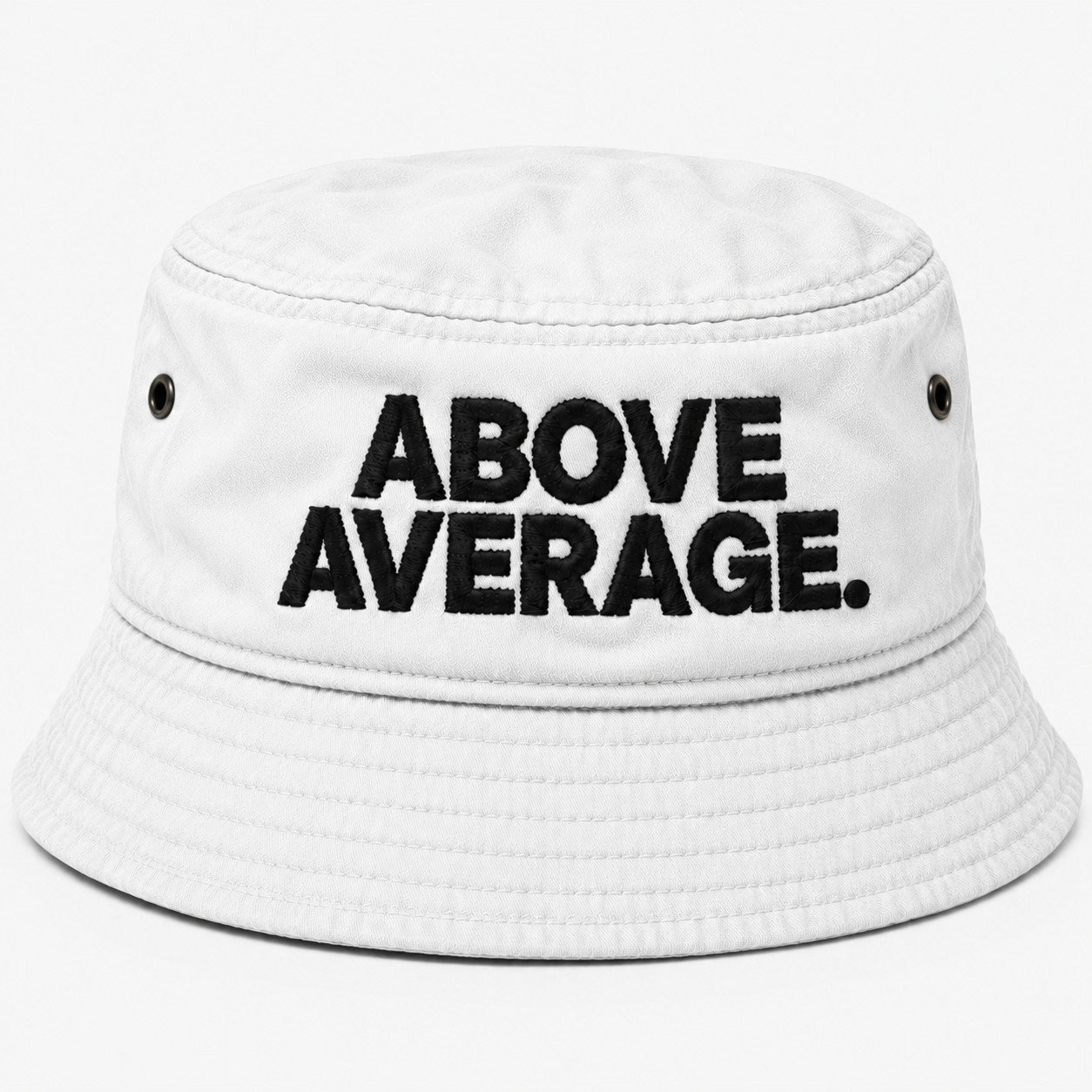 ABOVE AVERAGE BUCKET HAT [WHITE / BLACK LETTERING]