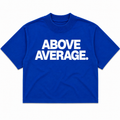 ABOVE AVERAGE PRO CLUB T SHIRT [ BLUE/ WHITE LETTERING]